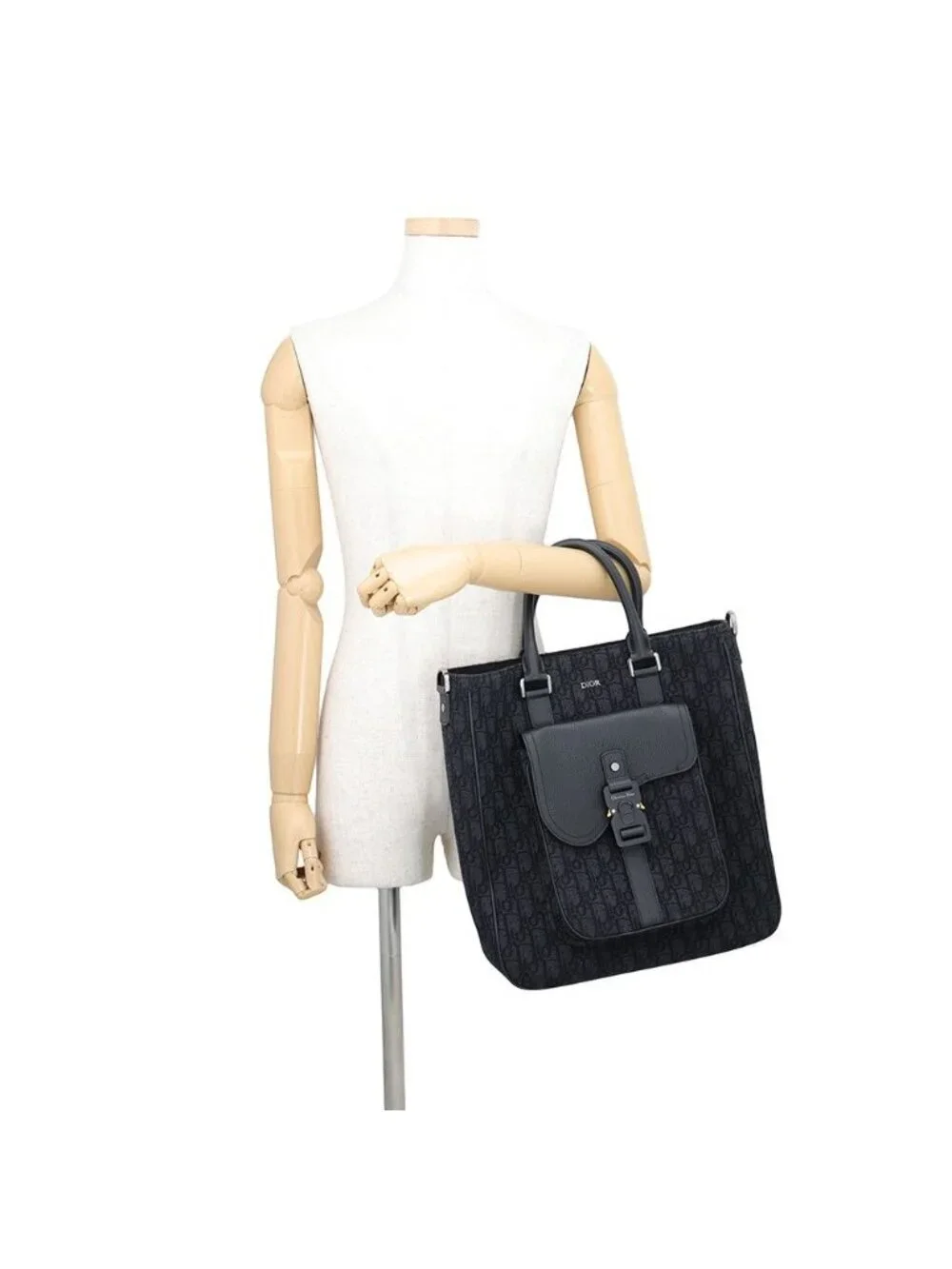Dior Tote Bag Oblique Jacquard Saddle Trotter Black 2-Way